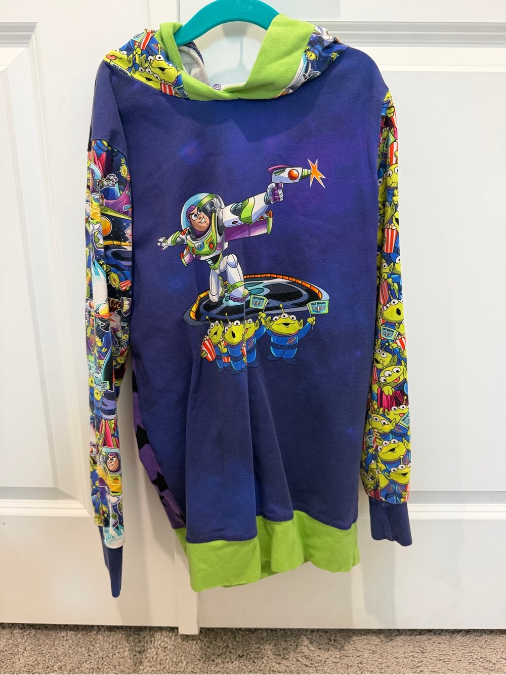 Disney kids Toy Story Purple & Green Buzz Lightyear Hoodie with Alien Print